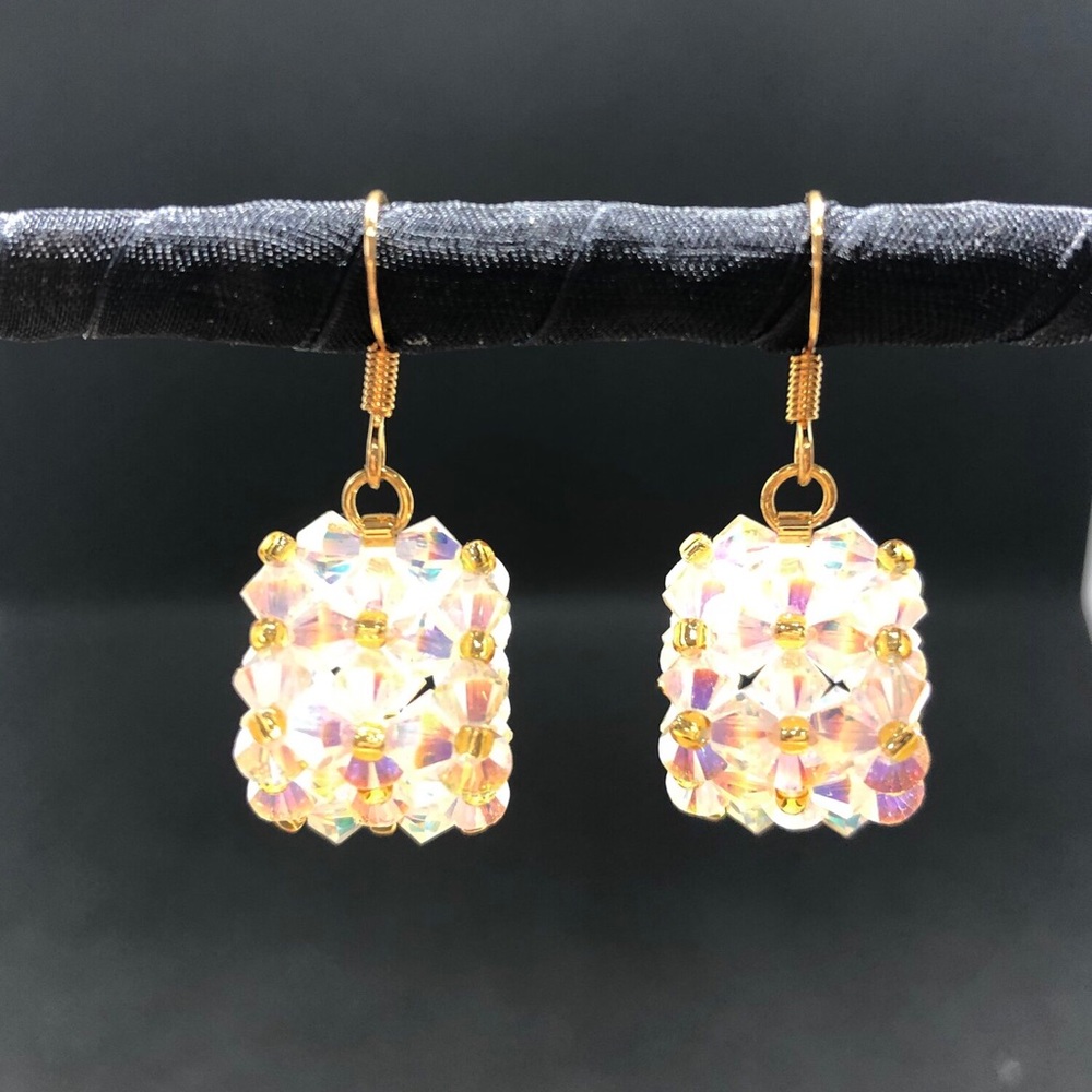 Hand beaded swarovski crystal earrings